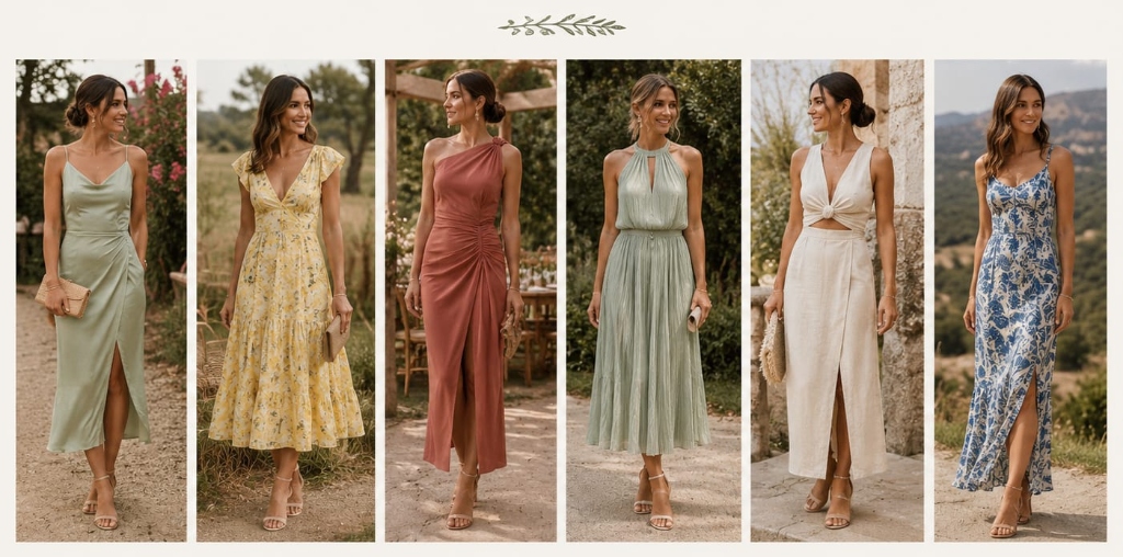 Women's summer formal dress code inspiration - midi and maxi dresses in pastel and linen